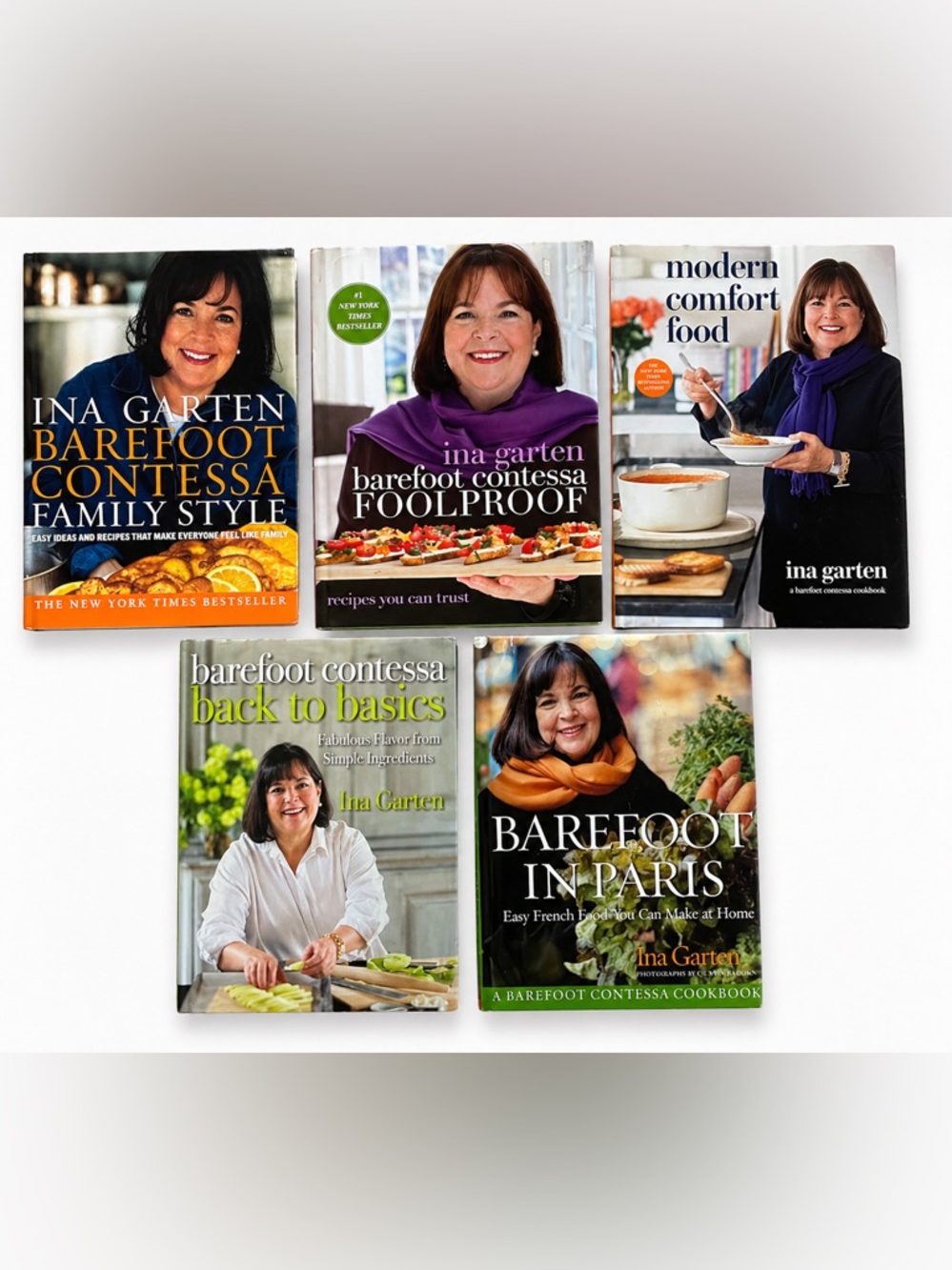Lot of 5 BAREFOOT CONTESSA COOKBOOKS  INA GARTEN Hardcovers w/DJ VGC